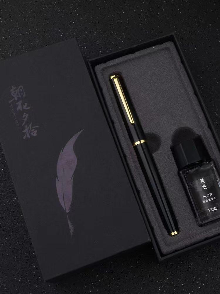Classic Business Signature Fountain Pen with Ink Cartridge for Calligraphy Practice - Gift Pen with Engraving for Students