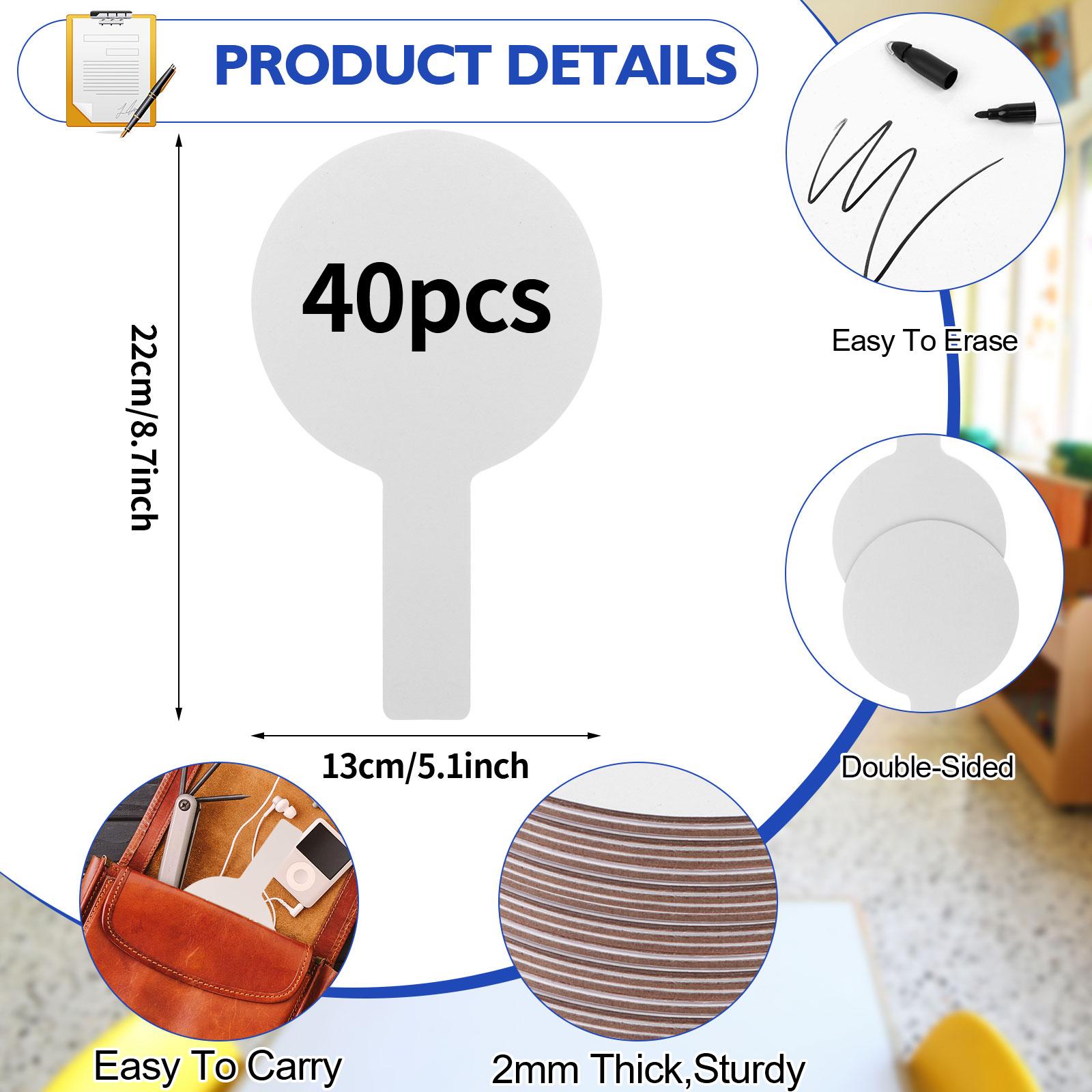 

40 шт. Дошки для відповідей зі стиранням, Ручні двосторонні дошки, Міні-білі дошки, Маленькі білі дошки, Знаки для стирання, Дошки для аукціону 1 білий
