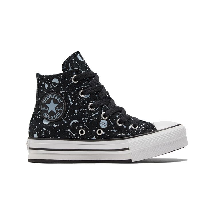 Converse Eva Lift High Top Kids Canvas Shoes Kids Sneakers Black Blue 672117C