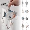 Stable Hanging Hooks Wooden Wall Hook, Mediterranean Style Decorative Coat Sturdy Hanger Durable for Home Decor Keys Umbrellas Scarves
