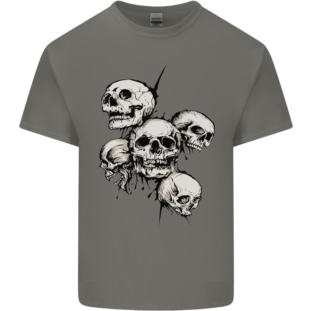 5 Skulls Demons Biker Gothic Heavy Metal Unisexs Light Cotton TShirt