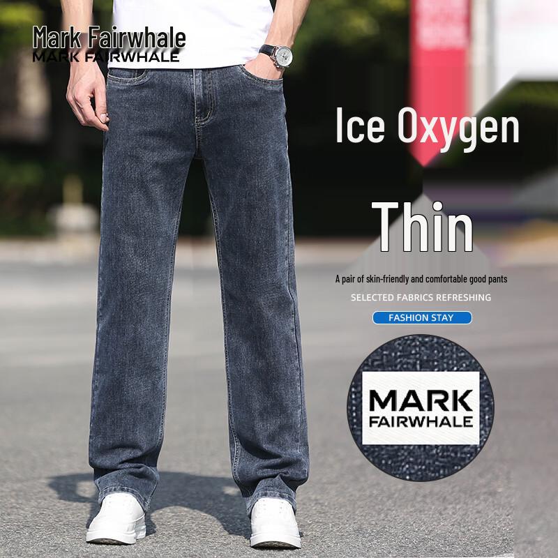 MARK FAIRWHALE Men's Summer Breathable Straight Fit Jeans