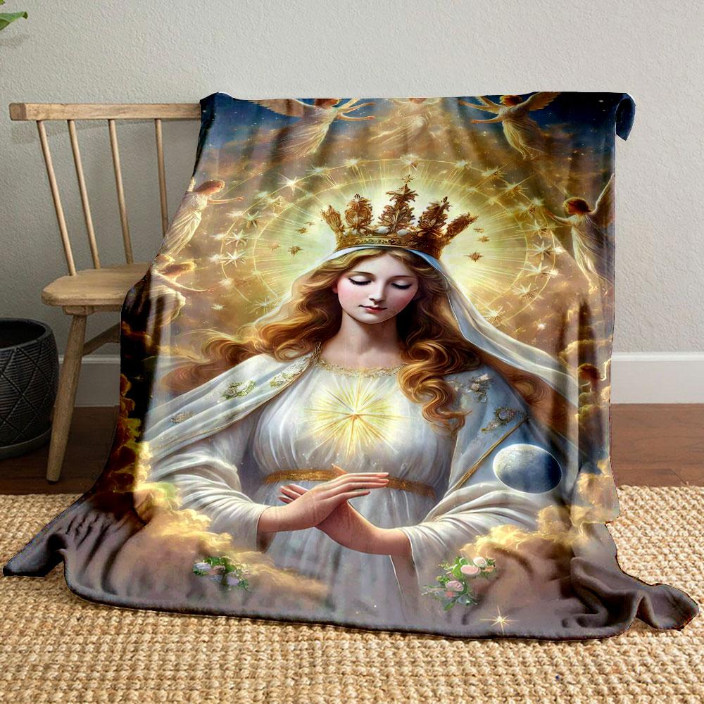 

Virgin Mary Angels Halo Blanket Printed Blanket for Living Room Bed Couch lunch break Soft Cozy Blanket for Friend s festival Gift 80cm x 120cm