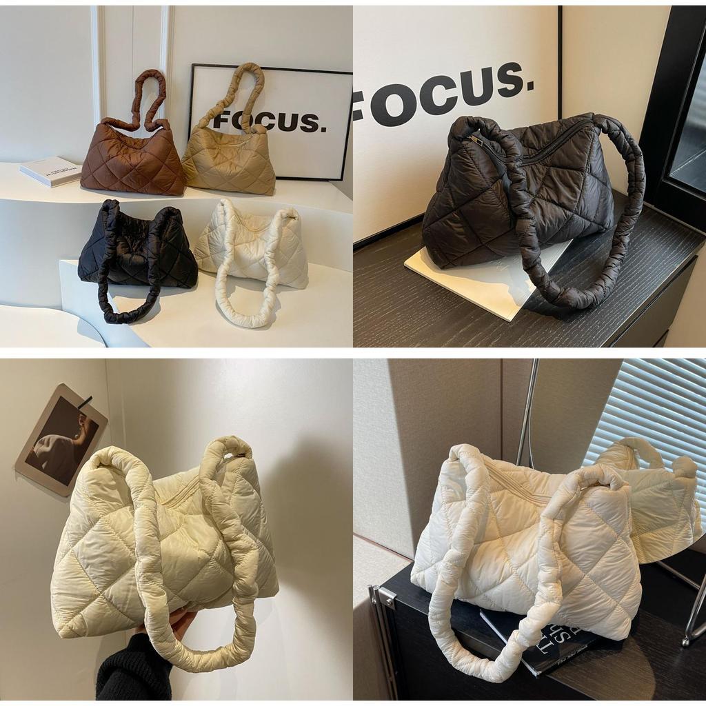 Fashionable Korean Style Checkered Shoulder Bag 2024 Winter New Casual Diamond Crossbody Bag