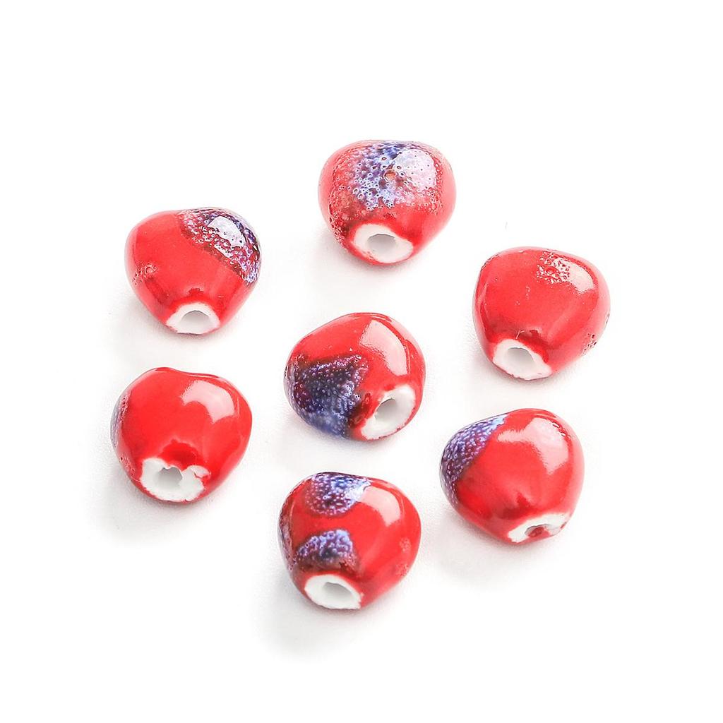 Pendentif en porcelaine émaillée de fleurs, 12x11mm, 10 pièces, petites perles en forme de cœur pour la fabrication de bijoux à faire soi-même