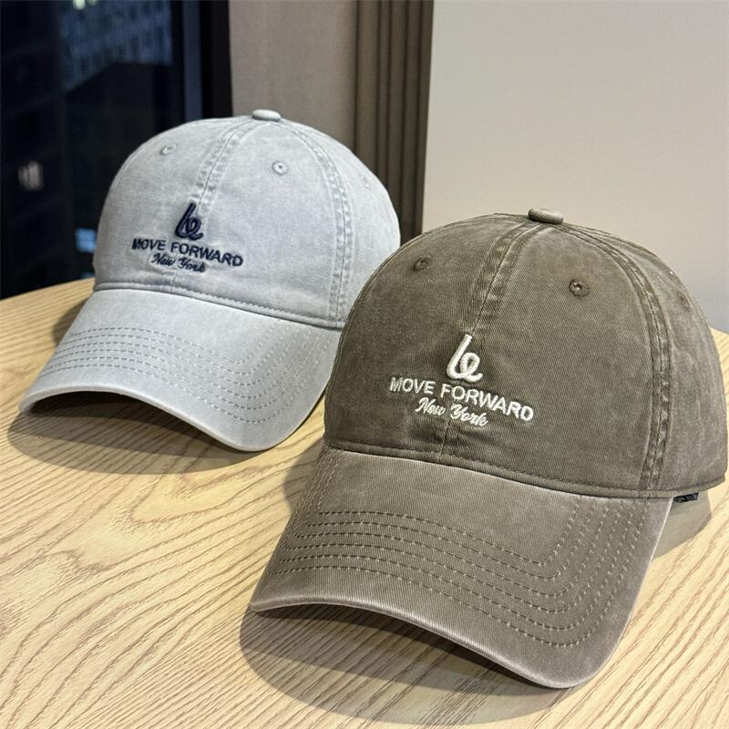 American Retro Washed Letter Embroidered Baseball Cap Children Versatile Couple Wide Brim Show Face Small Sun Protection Casual