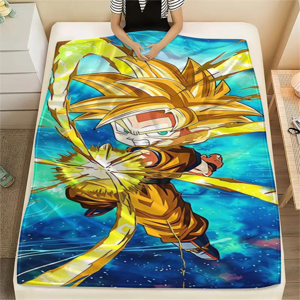 Goku Vacation Essential Printed Flannel Blanket, Warm Cover for Bed, Chair, Sofa, Bedroom and Picnic.-TING