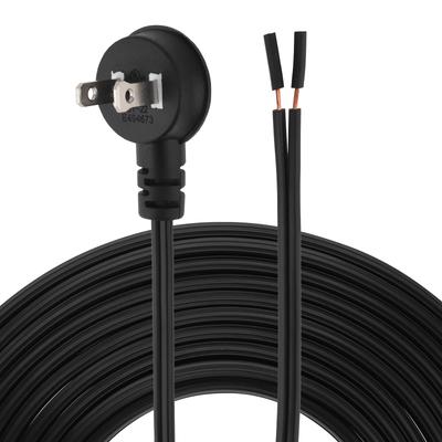 2.5M 8ft SPT-2 18AWG Replacement Lamp Cord Right Angle Flat Plug Heavy Duty Black/White