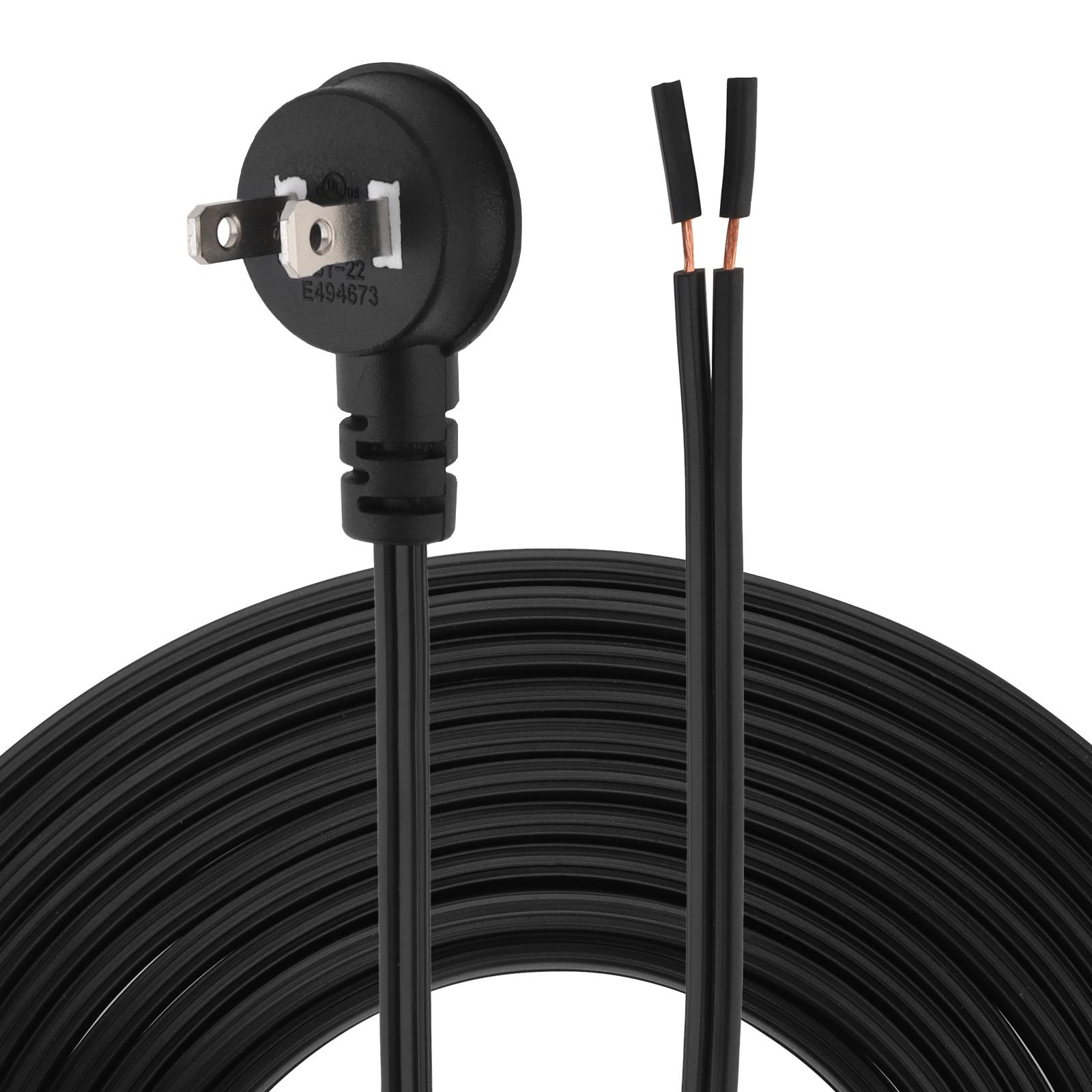 

2.5M 8ft SPT-2 18AWG Replacement Lamp Cord Right Angle Flat Plug Heavy Duty Black/White чорний