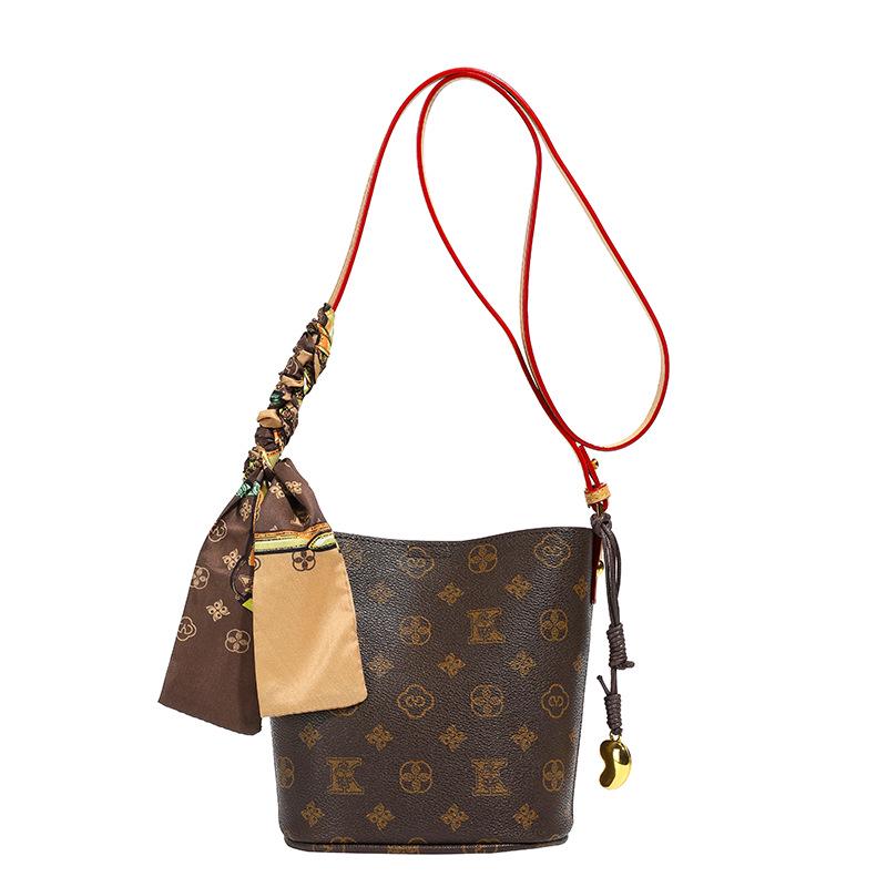 

2025 Роскошная Ретро Женская Сумка-Ведро Кроссбоди с Принтом и Высококачественным Плечевым Ремнем абрикосовый