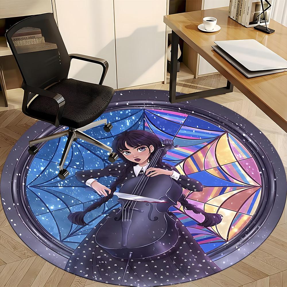 1PC Wednesday Addams Office Round Area Rug, Indoor Mat Suitable For Office, Under Office Chairs Bedroom Living Room Home Decor DT1212013
