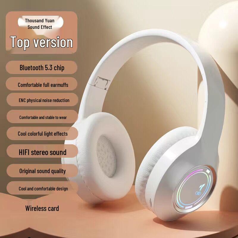 M3 Luminous Bluetooth Foldable Gaming Headphones: Over-ear, High-Value, Universal, with Music Card Slot.