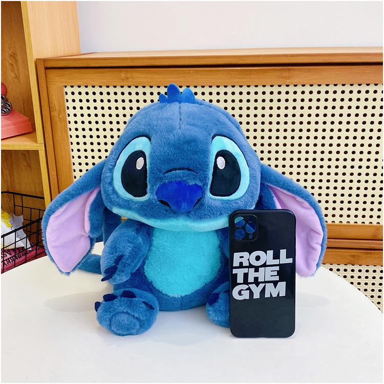 2025 Cute Cartoon Stitch Fluffy Doll Crossbody Backpack for Girls