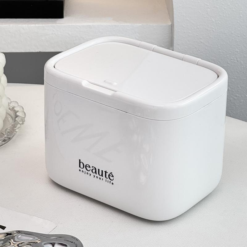 Automatic Pops Up Lift No-Drill Cotton Swab And Makeup Cotton Dispenser Hair Accessories And Hair Tie Desktop Storage Box