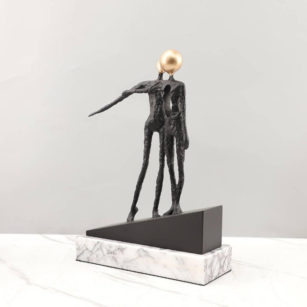 Abstract Metal Figure Sculpture Textured Black Statue for Showcase