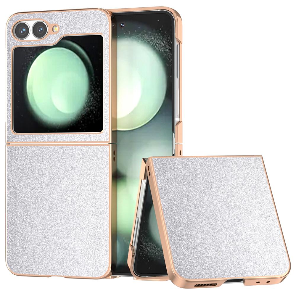 For Samsung Galaxy Z Flip7 FE 5G/Z Flip6 5G Case Electroplating Phone Cover Glitter Surface Design PU+TPU Protective Case