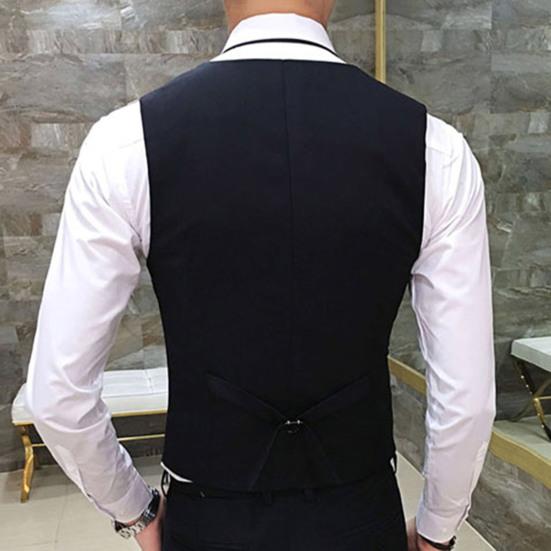 Herren-Anzugweste, V-Ausschnitt, ärmellos, einfarbig, schmale Passform, einreihige Strickjacke, formeller Business-Mantel, Bräutigam-Hochzeitsmantel