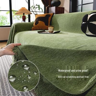 Modern Minimalist Chenille Herringbone Sofa Cover, Four Seasons Non-Slip Blanket