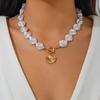 European & American Irregular Pearl Necklace: Luxurious Metallic Clavicle Chain Set