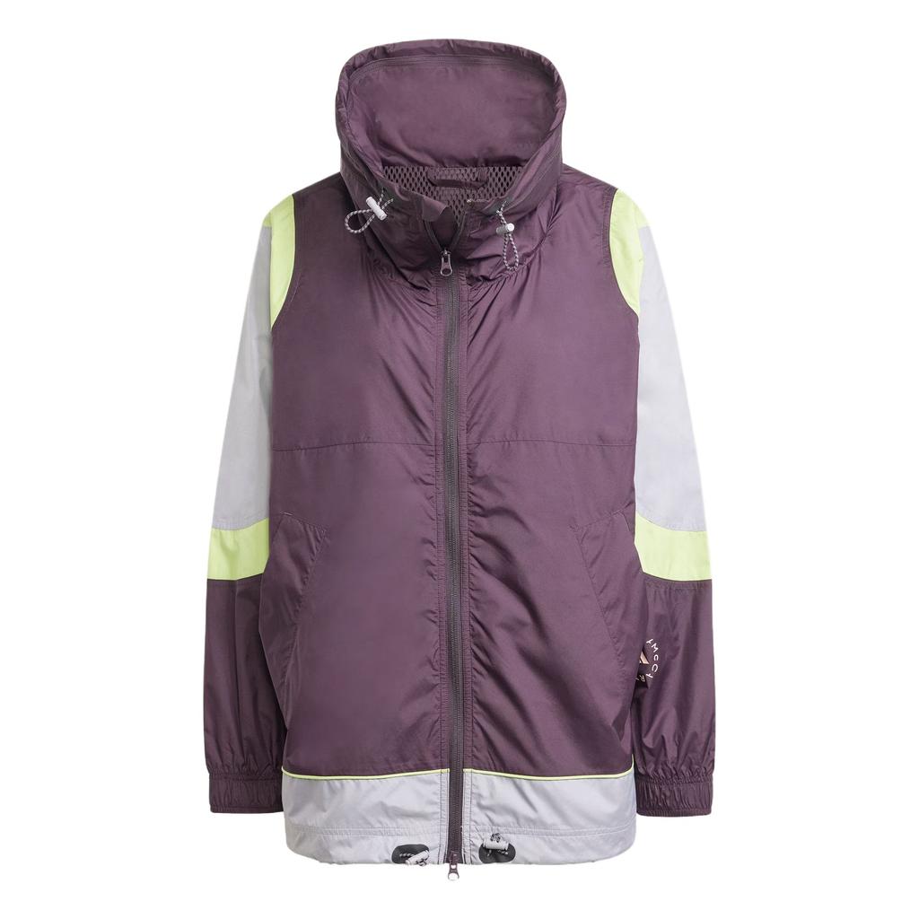 adidas Stella McCartney FW24 Serie Intrecciata Color Block Sportiva Vestibilità Larga con Cappuccio e Zip Manica Lunga Giacca Giacca da Donna Marrone IX1629