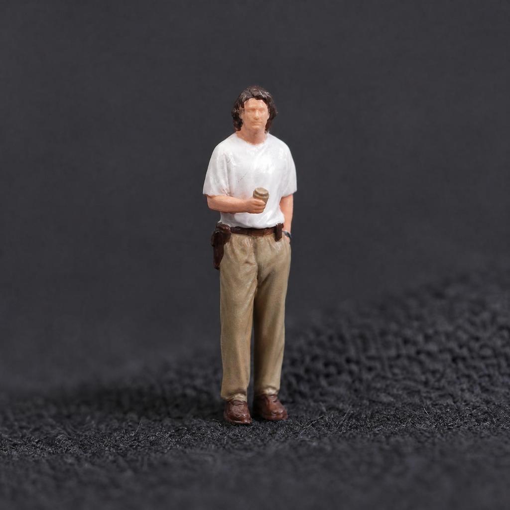 Resin Miniature Figure Realistic Standing Man with Coffee Cup Lifelike