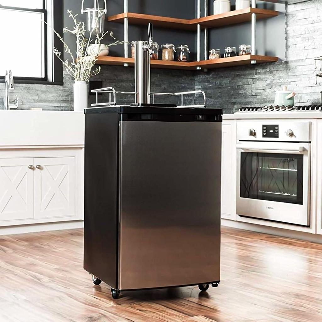 Single Tap Draft Beer Tower, Support Countertop and Kegerator Installation, Stainless Core Beer Faucet Stainless Steel 3'' Flange Brewing Tower