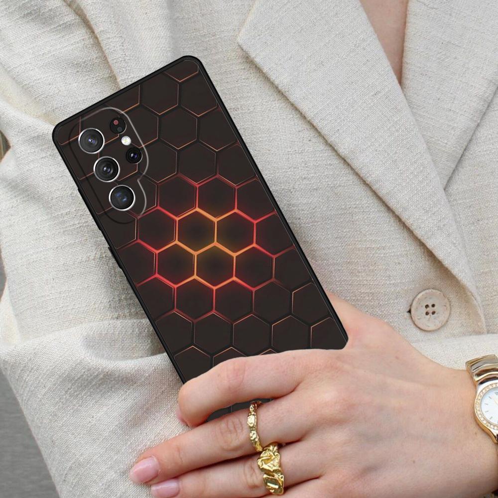 3D Sechseckige Lichter Handyhülle für Samsung Galaxy S26 Ultra S25 S24 S23 S22 S21 S20 Note10 Hülle
