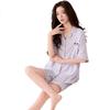 Women's Pajamas Two‑Piece Set, Summer 100% Cotton with Chest Pad, Mite‑Resistant Short Sleeve & Shorts Homewear