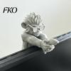 Fine Workmanship Decor Cool Monkey Figurine Computer Monitor Decor, Funny Statue Ornament, Decorative Bedroom Decoration Piece with Banana