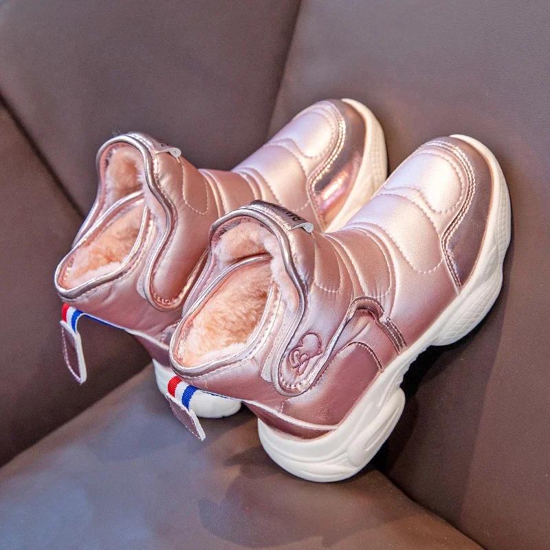 2024 Children Cotton Boots for Girls Winter New Fashionable Soft Thick Bottom Comfortable Anti-slippery Casual Trendy Warm Shoes