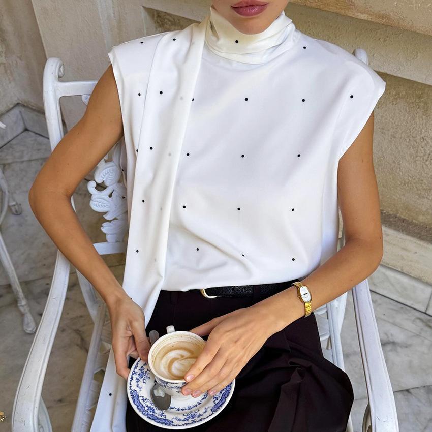 Women S Polka Dot Vest Elegant Casual Summer Top