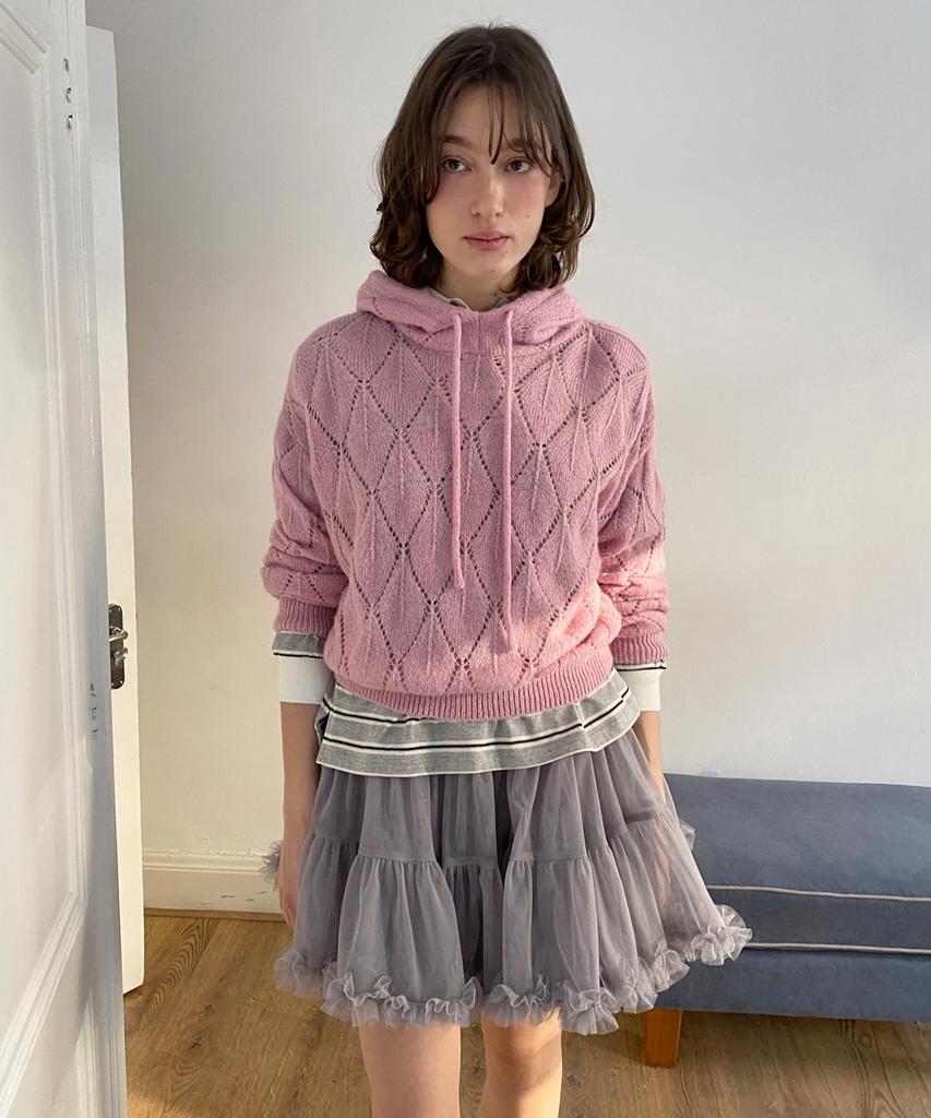 SINOON Diamond Hooded Knit (Lavender)