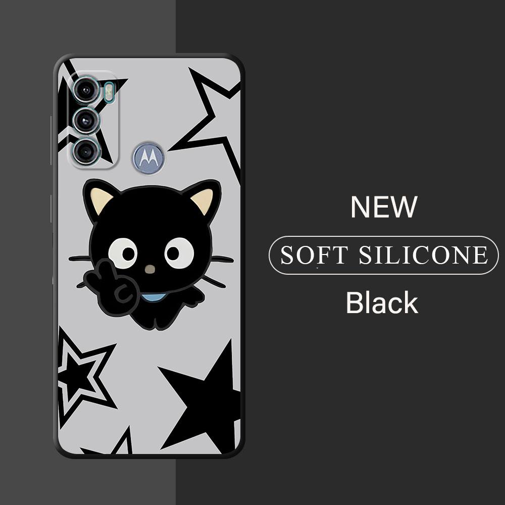Cute Funny Lucky Cat Cover Phone Case for Motorola Moto G71 G72 G60 G22 G50 G51 G52 G53 G73 G60s G30 G32 G31 Black Soft