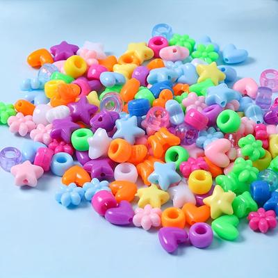 20/40/60g Multi Colored Plastic Beads Small Craft Perforated Beads Star Heart Flower Beads for Bracelets Hair Braiding Beads Jewelry Making Beads
