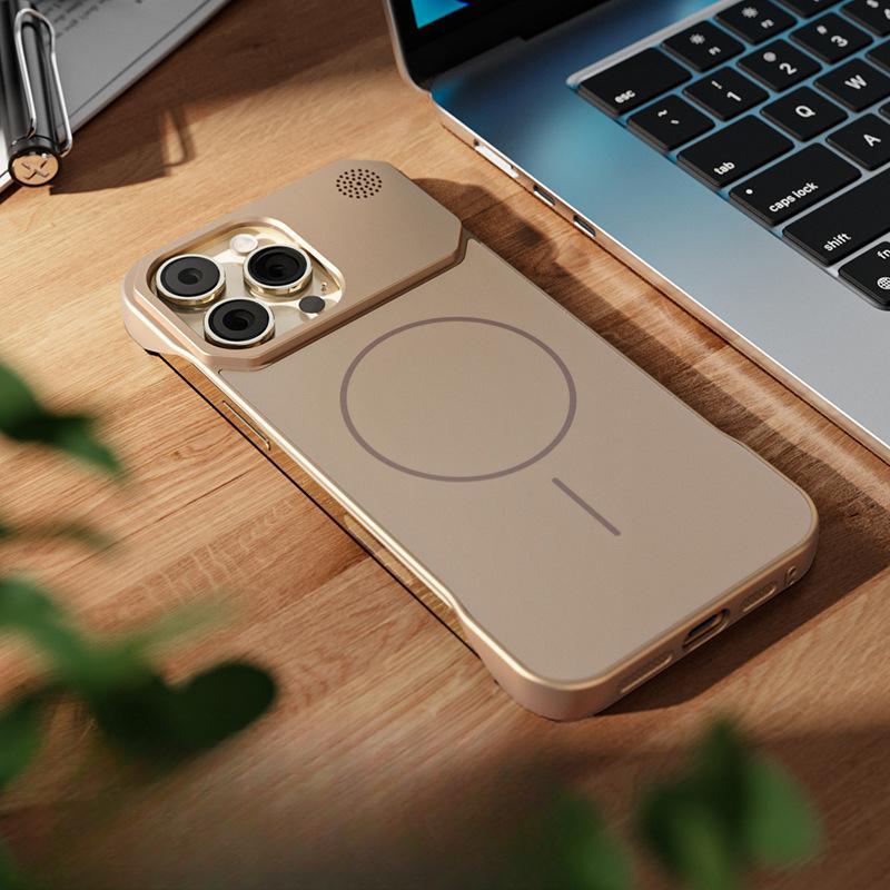 Apple 16 Simple Frameless Mobile Phone Case 11 Suitable for Thin Circle Magnetic Absorption AG Matte IPhone 15 Anti-fall Case 13/14