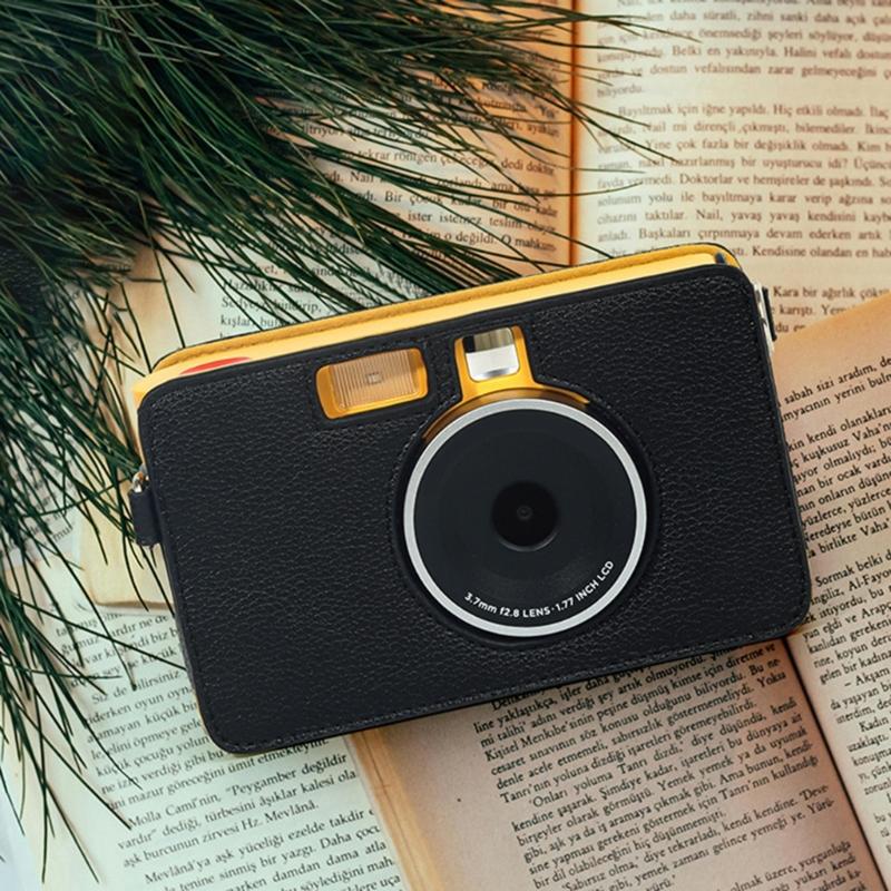 PU Leather Case Camera Bag with Shoulder for MS200 Solid Color Carrying Case Portable