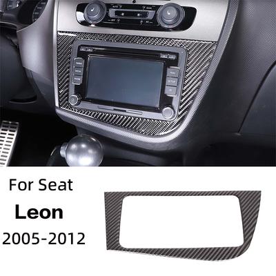 For Leon 2005-2012 Real Carbon Fiber Sticker LHD RHD Car CD Panel Decoration Sticker Car Interior Modification Accessories
