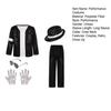 Kids 80s 90s Performance Costume, Black Sequin Jacket, Top, Trousers, Hat, Glasses, Gloves, 7 Piece Dance Party Outfits for Halloween, Stage