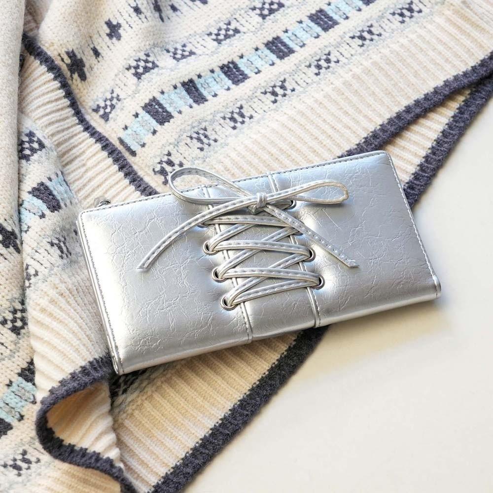 Portable Strap Bow Wallet PVC Multiple Card Balletcore Card Bag Anti-splash Water Solid Color Long Leather Purse School