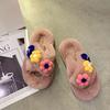 Slippers Women Winter Cute Fluffy Fur Slipper Flower Home Slides Platform Flat Indoor Floor Flip Flops Women Ladies Shoes 2024