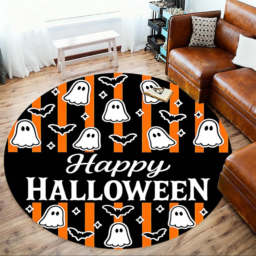 1pc Happy Halloween Round Chair Mat Area Rug - Non-Slip, Floor Mat for Office, Bedroom, Home Decor Christmas Gift-1002352