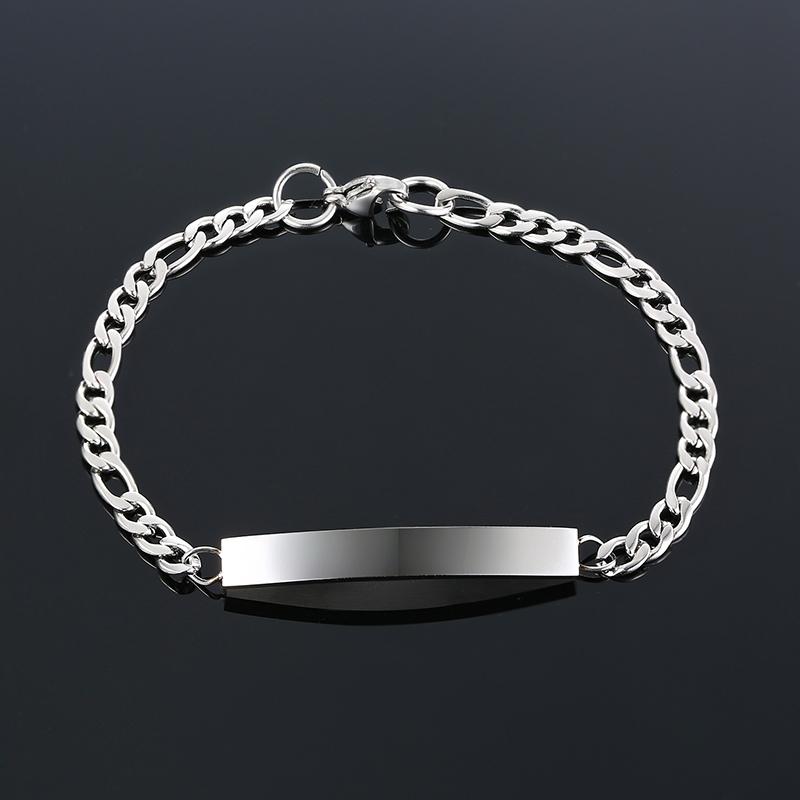 Vnox Women's Personalize Custom Love Name Bracelets 4 Colors Option Solid Stainless Steel Bar Link Chain Anniversary Jewelry