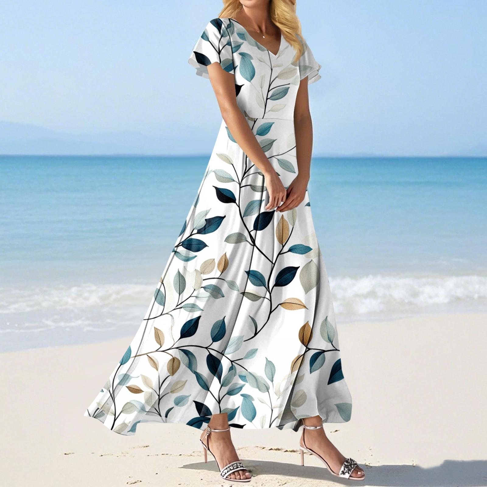 

Модное Женское свободное повседневное платье с V-образным вырезом, короткими рукавами и высокой талией S