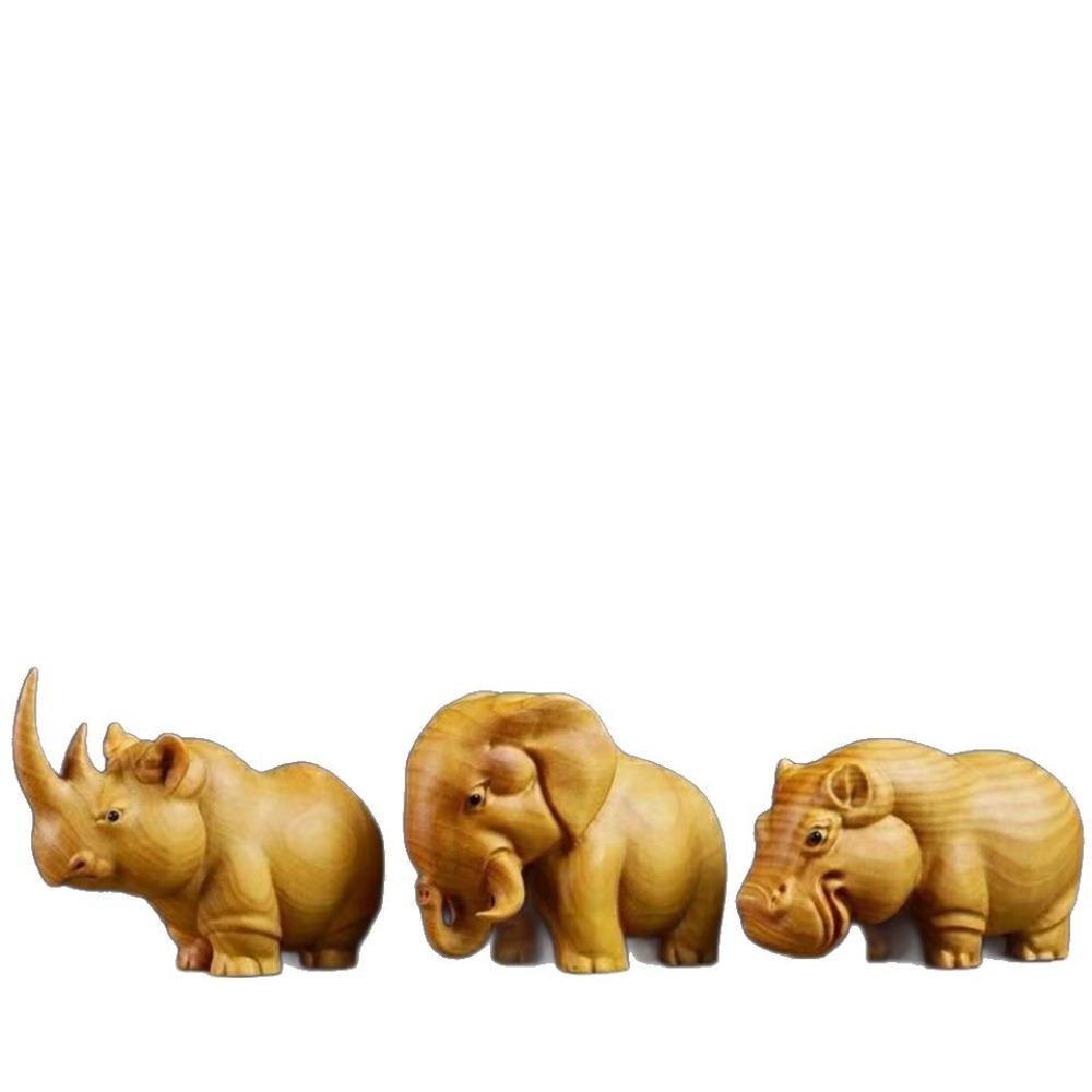 1pcs/3pcs Handmade Figurines Wooden Carvings Wood Carving Three Pieces Set Carved Handles Dashboard Decor Unique Design