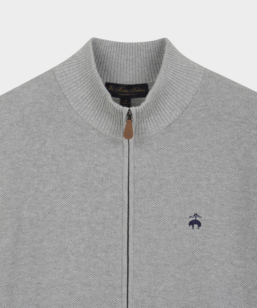 BROOKS BROTHERS Tuck Knit Full Zipper Sweater (Grey) (Bbwzmbg103)