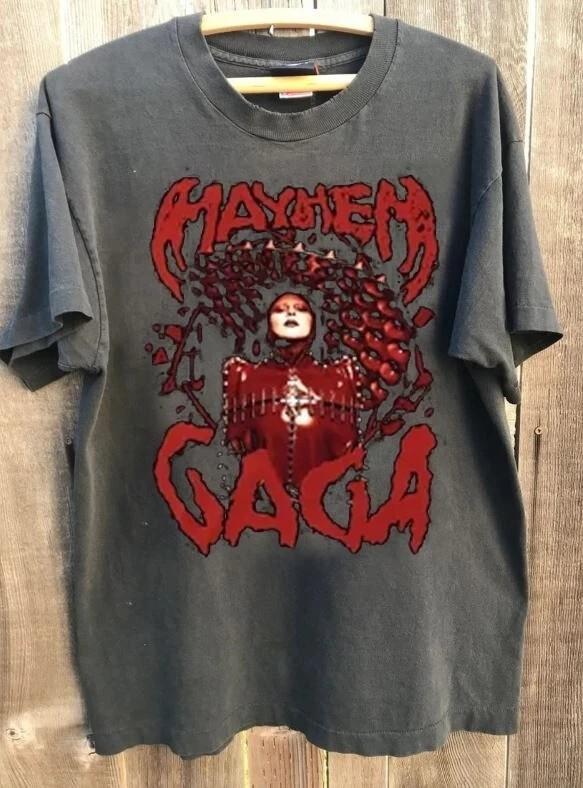 

Mayhem Lady Gaga short sleeve charcoal color classic shirt Men Women S5XL Unisex T-Shirt S