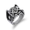 Jewelry European and American Men's Electroplating Ring Domineering Punk Skull Ring Masonic Elements