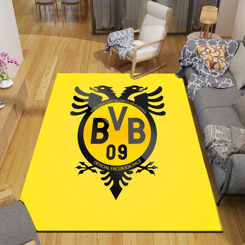 Dortmund Flannel Printed Carpet, Home Sofa Decoration for Living Room & Bedroom, Non‑Slip Play Flannel Floor Mat for Game Room