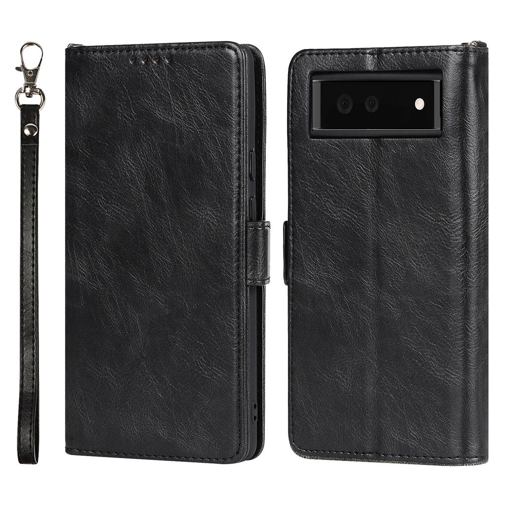 Suitable for Google Pixel 6 phone case, Google Pixel 6Pro mid-buckle retro double-fold clamshell leather case