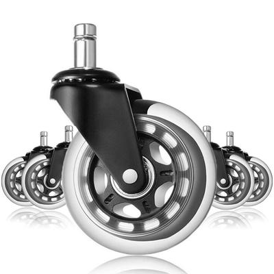 Office Chair Wheels - Office Chair Casters Wheels for Carpet and Hardwood Floors, 3 Inch Replacement Rubber Chair Casters (Set of 5, Black)
